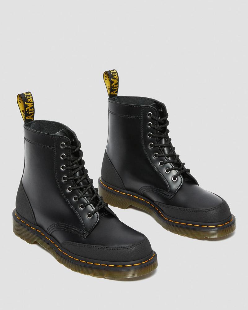 Black Women's Dr Martens 1460 Guard Panel Leather Lace Up Boots | CA 164TCE